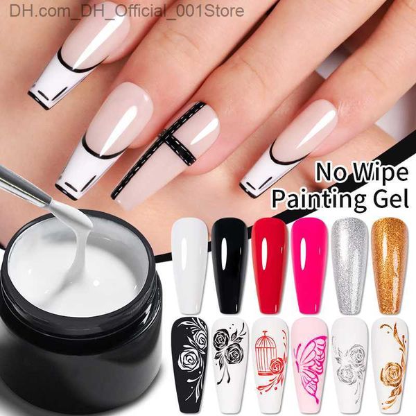 Esmalte de uñas BOZLIN 5ml 4 en 1 barniz de gel de pintura que no se limpia color blanco y negro forro de pintura nail art flash UV gel proceso de recubrimiento superior pulido Z230802