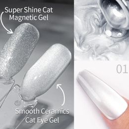 Vernis à ongles BOZLIN Argent Lisse Moonlight Céramique Cat Eye Gel Magique Holographique Glitter Soak Off UV Vernis Semi Permanent Art 231121