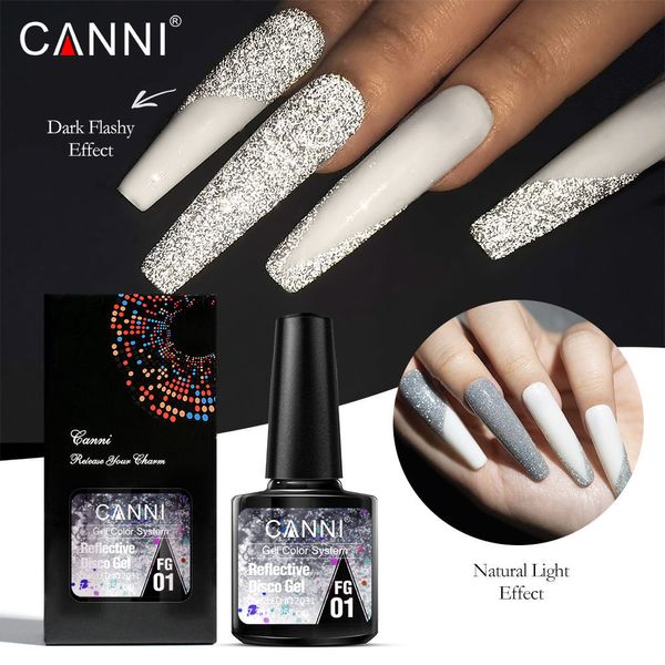 Vernis à ongles Canni Gel disco réfléchissant 7,3 ml 12 couleurs Sparkle Soak Off UV LED Gel à ongles super brillant Vernis à paillettes semi-permanent 230921