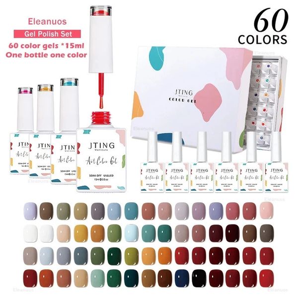 Vernis à ongles Eleanuos 60 une bouteille de gel de couleur blanchissant ensemble vernis UV LED Gel immersion nail art design 15 ml 231023