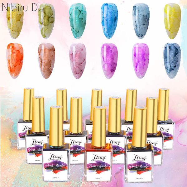 Vernis à ongles Gel Aquarelle Blooming 12 couleurs Encre Nacré Art À Séchage Rapide Pour Fournitures Professionnels 230719