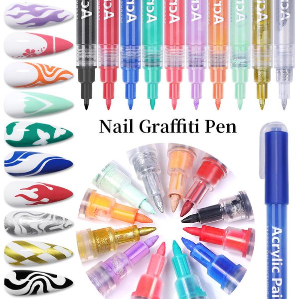 Esmalte de uñas Graffiti Pen 3pcs Set 3D Art Painting ThreeInOne Oil Glue DIY puede dibujar patrones favoritos 230802