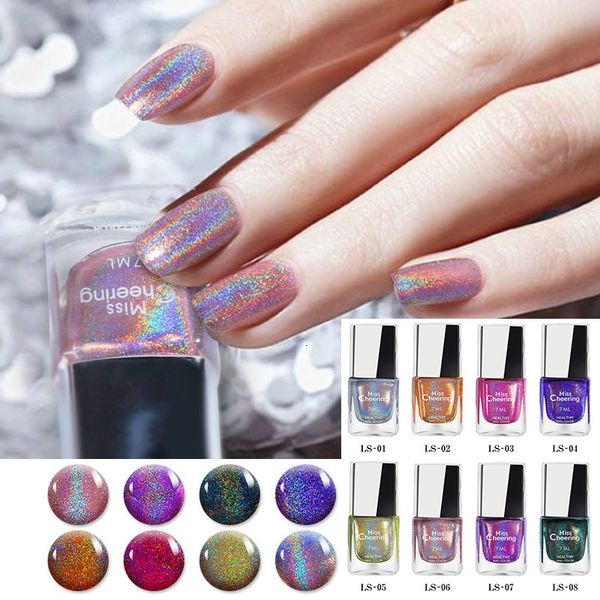 Esmalte de uñas holográfico Arco Iris láser barniz brillante brillo uñas 3 en 1 a base de agua Nagel Kunst Lak Art Gel YZL1 230802