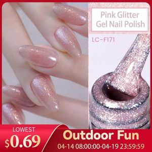 Nagellak Lilicute naakt roze glittergel nagelspol