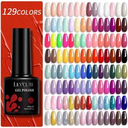 LILYCUTE 129 couleurs 7ML Vernis à ongles Gel fournitures pour ongles Vernis Semi Permanent manucure Art des ongles tremper LED Vernis à ongles Gel UV