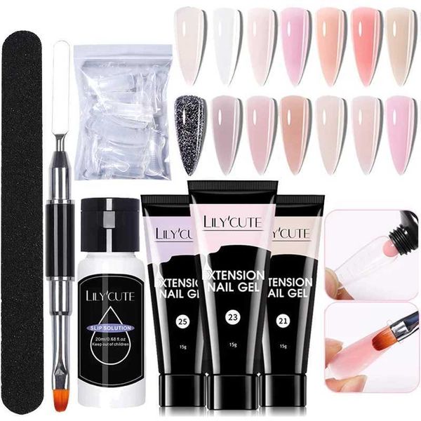 Vernis à ongles Lilycute 15 ml Kit de gel d'extension à ongles Vernis Vernis Gel dur permanent acrylique gel nude vernis à ongles