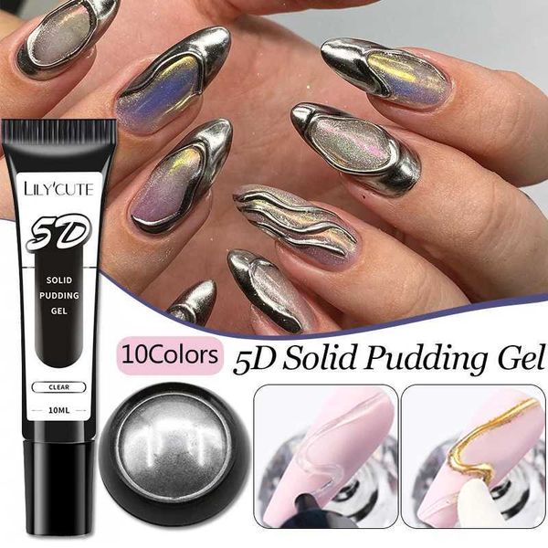Vernis à ongles Lilycute 2pcs 5d Pudding Solid Gel Roule de ongles combinant en poudre métallique Sliver Paindre Gel Dreigne de nail art bricolage Y240425