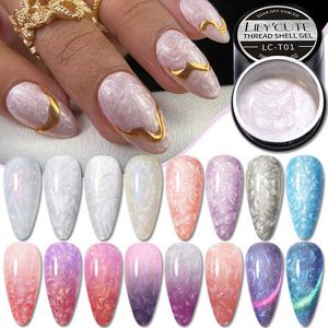 Nagellak lilycute 7 ml 3d draad shell gel nagellak glitter Pearl -gel weken af van UV gel kleur vernis parelschaal manicure voor nagels kunst y240425