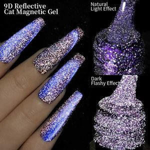 Nagellak lilycute 7 ml 9d reflecterende kat magnetische gel nagellak glitter vernis semi permanent afweekt magnetische uv gel nail art -gel y240425
