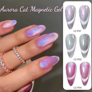 Nagellak lilycute 7 ml aurora kat magnetische nagelgel Poolse nail art vonk met spar magnetische gel semi permanent afweekt af te weken UV -gel vernissen y240425