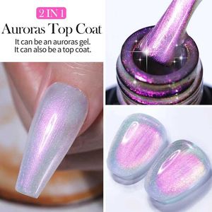 Nagellak lilycute 7 ml aurora top jas wankelen roze parel lasereffect semi permanent manicure geniet van UV gel top jas basis gel nail art y240425