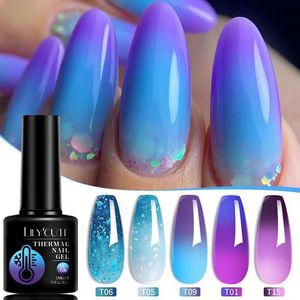 Nagellak lilycute 7 ml hete gel nagellak nagellak winter blauw paarse temperatuur verkleuring semi permanent handgemaakte nail art gel clearcoat D240530