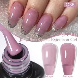 Nagellak lilycute 7 ml jelly naakt roze paarse snelle extensiegel nagellak 3 in 1 transparante semi permanent afweekt uit UV -gel nail art y240425