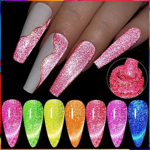 Nagellak lilycute 7 ml neon reflecterende glitter kat magnetische gel kleurrijke laser gel nagellak semi permanent nagel art glitter gel polish y240425