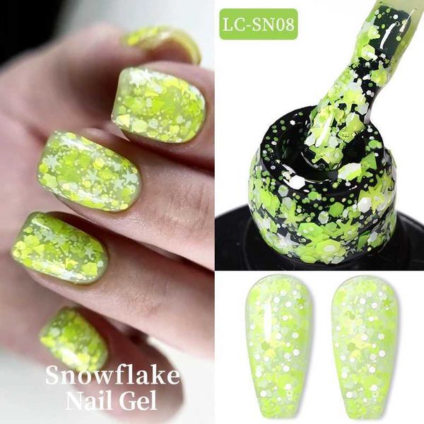 Vernis à ongles Lilycute 7 ml Néon Snowflake Gel Polon Polie blanc Snow paillettes Semelles semi-permanentes Off UV Nail Art Design Varnish Y240425