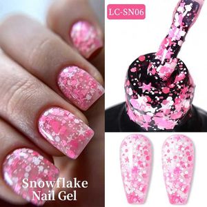 Nagellak lilycute 7 ml sneeuwvlok gel nagellak roze witte glitter pailletten semi permanent genieten van uv nail art ontwerp vernis manicure y240425