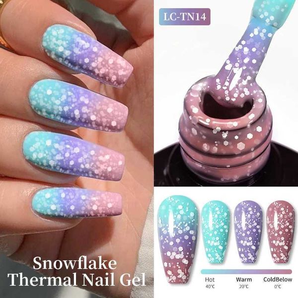 Vernis à ongles Lilycute 7 ml Flakes de neige Thermal Gel Ryglis à paillettes Snow Snow Freak Off UV Semi Permanent Température Couleur de couleur Gel Y240425