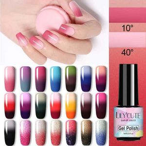 Nagellak lilycute 7 ml thermische gel Poolse 3-laags temperatuurkleur veranderende gel Lang laatst af weken van UV kameleon gel nail art y240425