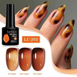 Esmalte de uñas Lilycute 7ml Jelly Amber Gel esmerador de uñas Marrón de color marrón