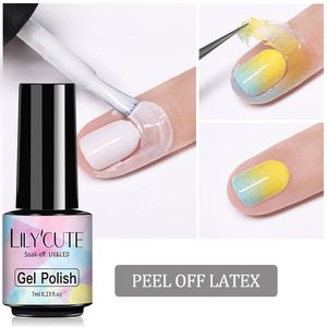 Nail Polish LILYCUTE 7ml5ml Peel off Latex Odorless Cold-resistant White Nail Art Care Edge Protector Nail Art Stamping Tools 231123