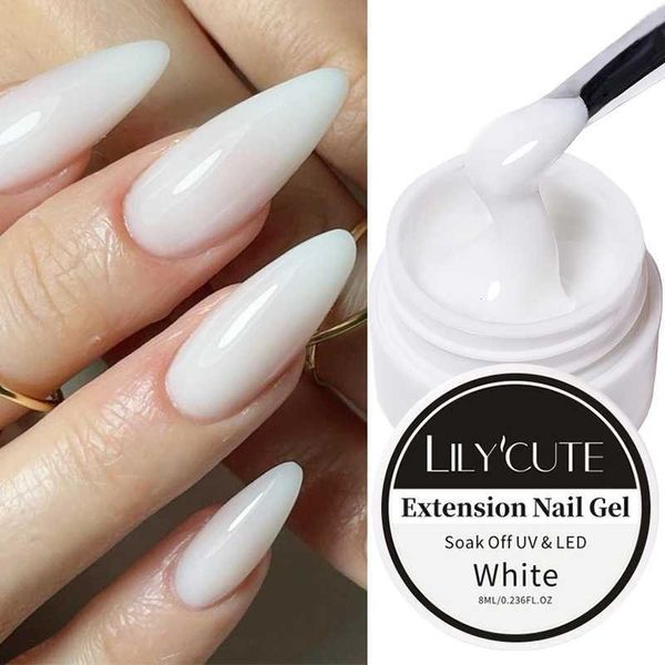 Esmalte de uñas lilycute 8ml extensión blanca gel esmalte de uñas Construcción acrílica gel duro barniz semi permanente transparente de gel desnudo manicura UV Y240425