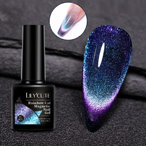 Nagellak LILYCUTE 9D Regenboog Glitter Kat Magnetische Nail Gel Polish Snowlight Semi Permanente Losweken Fonkelende Nagellak 230706