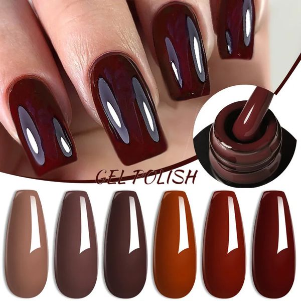 Vernis à ongles LILYCUTE Gel de couleur Caramel automne marron vin rouge série pour les cadeaux de l'année tremper le vernis d'art 231020