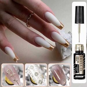 Vernis à ongles Lilycute or peinture métallique doublure gel vernis à ongles miroir miroir brillant graffiti Stripe Style Style Nail Art Tools Y240425