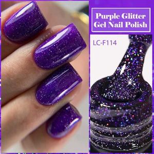 Nagellak lilycute paarse glitter pailletten gel nagellak volledige dekking glanzende kleur semi permanent alles voor manicure nail art gel vernis y240425