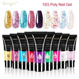 Nagellak Limegirl 15 ml Poly Gel Glitter Gebouw voor manicure Art Design Lichtgevende Polygels Extension 231020