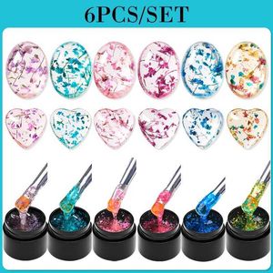 Nagellakmeting over 6 stcs // Set gedroogde bloemengel nagellak Natuurlijke bloemen Fee -sprookje Nail Art Painting Varnishes Summer Varnish voor nagel Y240425