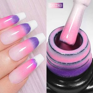 Le vernis à ongles Rencontrez à travers 7 ml 3 couleurs Changer des paillettes chatoyantes Gel Thermal Gel Rygose d'ongle Hiver Boîte au large de Gel UV Vernis de ongles pour ongles Y240425