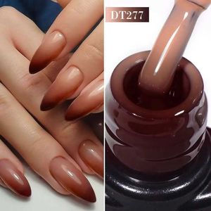 Le vernis à ongles Rencontrez à travers 7 ml Brown Gris Thermal Gel Polon à ongles 3 couleurs Changer de trempage Gel Vernis Vernis de ongles semi-permanent Y240425