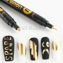 Nagellak Metallic Goud Nagellak Art Waterproof Nail Marker Pen Voor Ontwerp Graffiti Tekening Potlood Lijnen Schilderen Gel Manicure Gereedschap 231110