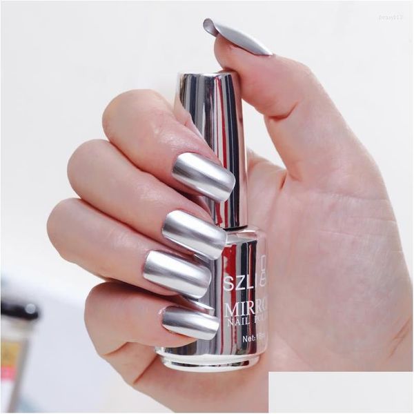 Vernis à ongles métallique miroir paillettes vernis métal argent Art 18Ml livraison directe Dhnck