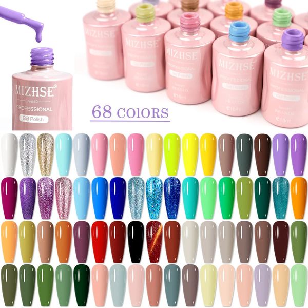 Vernis à ongles mizhse 6pcs gel set trempe off uv LED pour art design 18ml vernis hybride 62 couleurs amorce de couleur résine de laquer 231012