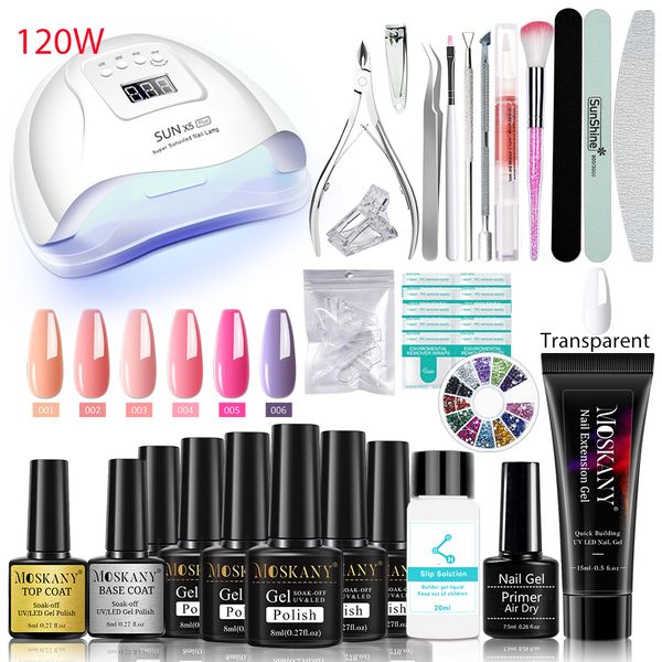 Esmalte de uñas MOSKANY Juego de manicura profesional Juego de esmalte de uñas de gel semipermanente con lámpara de uñas LED UV para uñas de gel Juego de herramientas de arte de uñas 230725