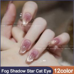 Nagellak museluoge 12color/set mist schaduw ster Crystal Cat oog nagellak semi permanent afweekt uit UV magnetische gel nagels Pools 15 ml 230822