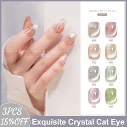 Nagellak MUSELUOGE 8 kleuren / set Exquise Crystal Cat Eye Gel Polish Gelnagels Polish 15 ml Semi-permanente Losweken Magnetische Gel Nagellak 231011