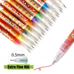 Nagellak MYBORMULA 12 Kleurrijke Nail Art Brush 0.5/0.7mm Nail Acryl Pen Tekening Voering DIY Graffiti Design Nail Art Beauty Nail Tool 230718