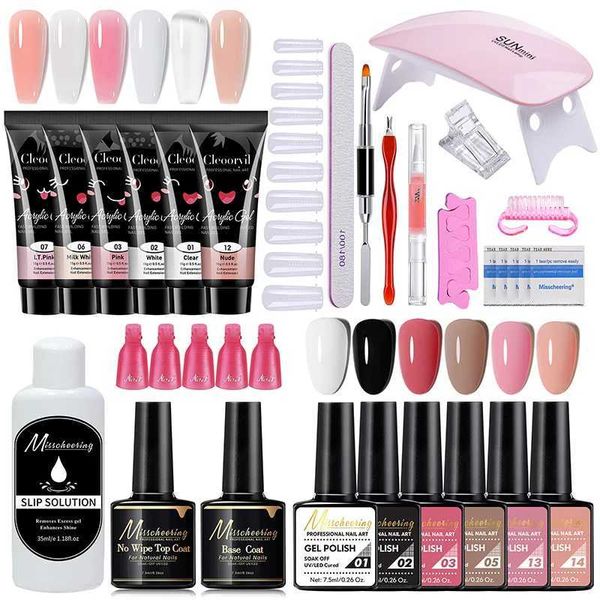 Polon à ongles Gel Polon Set en acrylique Kit de ongles avec 6W LED DRÉERERSEMI GEL PERMANNE VARNIS TOP BASE TOP BASE TOUT POUR ART MANICURE T240510