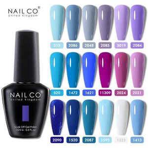 Nagellak Nailco 15 ml blauw UV gel nagel Clearcoat handgemaakte roze gel ontwerp kanten paarse kleurenreeks Lakiery Hybrid Vernis Nail Art D240530