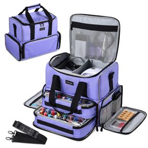 El organizador de esmalte de uñas contiene 80 botellas y una lámpara de uñas, estuche de esmalte de uñas con 2 bolsas y herramientas de almacenamiento de herramientas púrpura