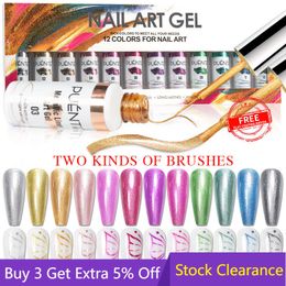 Nagellak Schildergel Nagellakset Metallic Liner Art Gel Kit 12 kleuren Losweken UV-nagelgel DIY-tekening Semi-permanente vernisset 230831