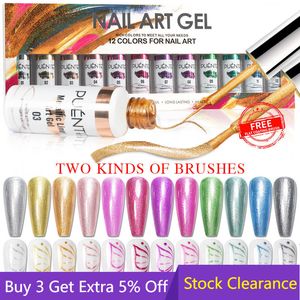 Vernis à ongles Peinture Gel Vernis À Ongles Ensemble Liner Métallique Art Gel Kit 12 Couleurs Soak Off UV Nail Gel DIY Dessin Vernis Semi-Permanent Ensemble 230831