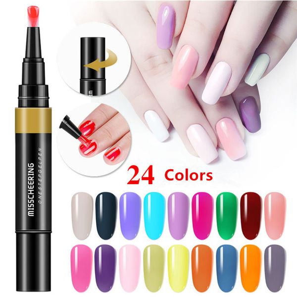 Vernis à ongles stylo 3 en 1 Gel 24 couleurs vernis à ongles stylo paillettes une étape Gel facile à utiliser UV vernis à ongles stylo