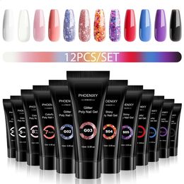 Nagellak Poly-nagelgelset 1296-PCS Poly-nagelgelset voor nagelverlenging Vinger Quick Building Gel 16 kleuren Poly-verlenggelset 231109