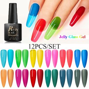 Nagellak RBAN NAIL 612PCS set doorzichtige jelly glazen gel Poolse neon nagel uv gel afweekt UV LED Semi Permanent Nail Art Gel Lacuqer 230811