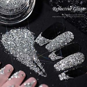 Nagellakreflecterend glitterpoeder voor nagelkunst glinsterende kristal steentjes pailletten chroom pigment stof manicures decoratie y240425