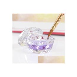 Nagellakremover kunst acryl kristallen glas dappen Dish Bowl Cup met dop vloeistof glitter poeder kaviaar ronde kd1 drop levering hea dhx7t